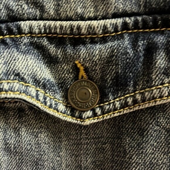 Abercrombie & Fitch Denim Jacket Size XS Knit Waterfall Front - Picture 4 of 6